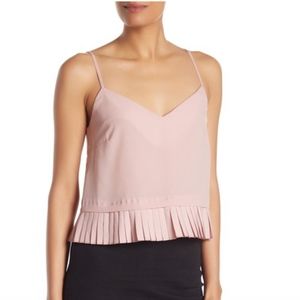 French Connection Solid Crepe Pleated Tank Top New